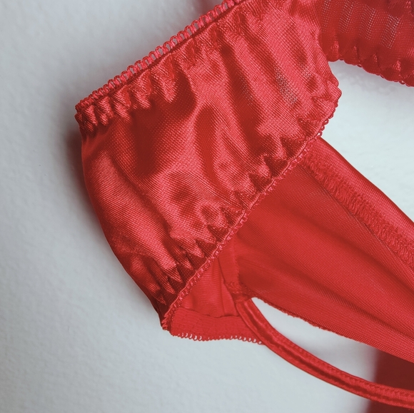 SHEIN Red Satin Cut-out Bow Decor Underwire Bra, One Size - Picture 11 of 14